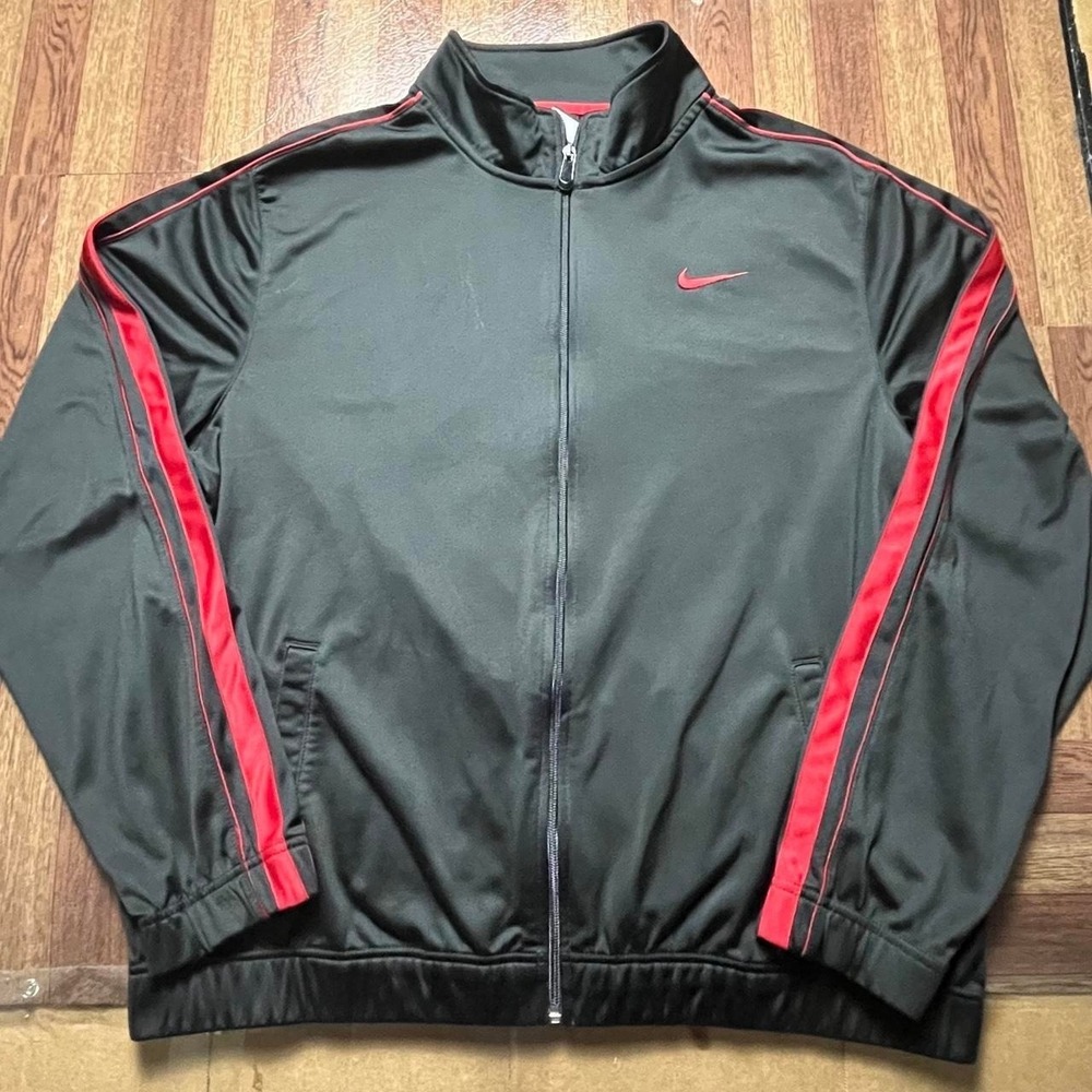 Nike Black Silver Vtg Striped Track Jacket Large